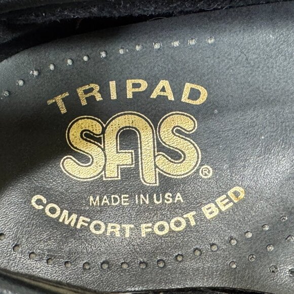 SAS Jewel Loafers Shoes Womens 5 M Black Leather Slip On Tripad Comfort Casaul - Picture 10 of 11